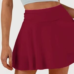 Hollister Burgundy Flared Mini Skater Skirt Size S